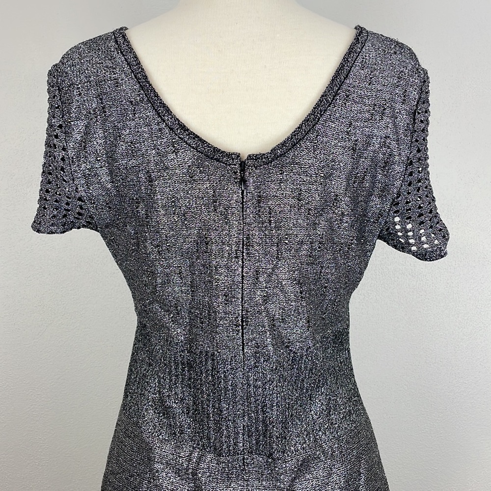 St John Collection Metallic Plaited Mixed Knit Dress - Picture 8 of 13